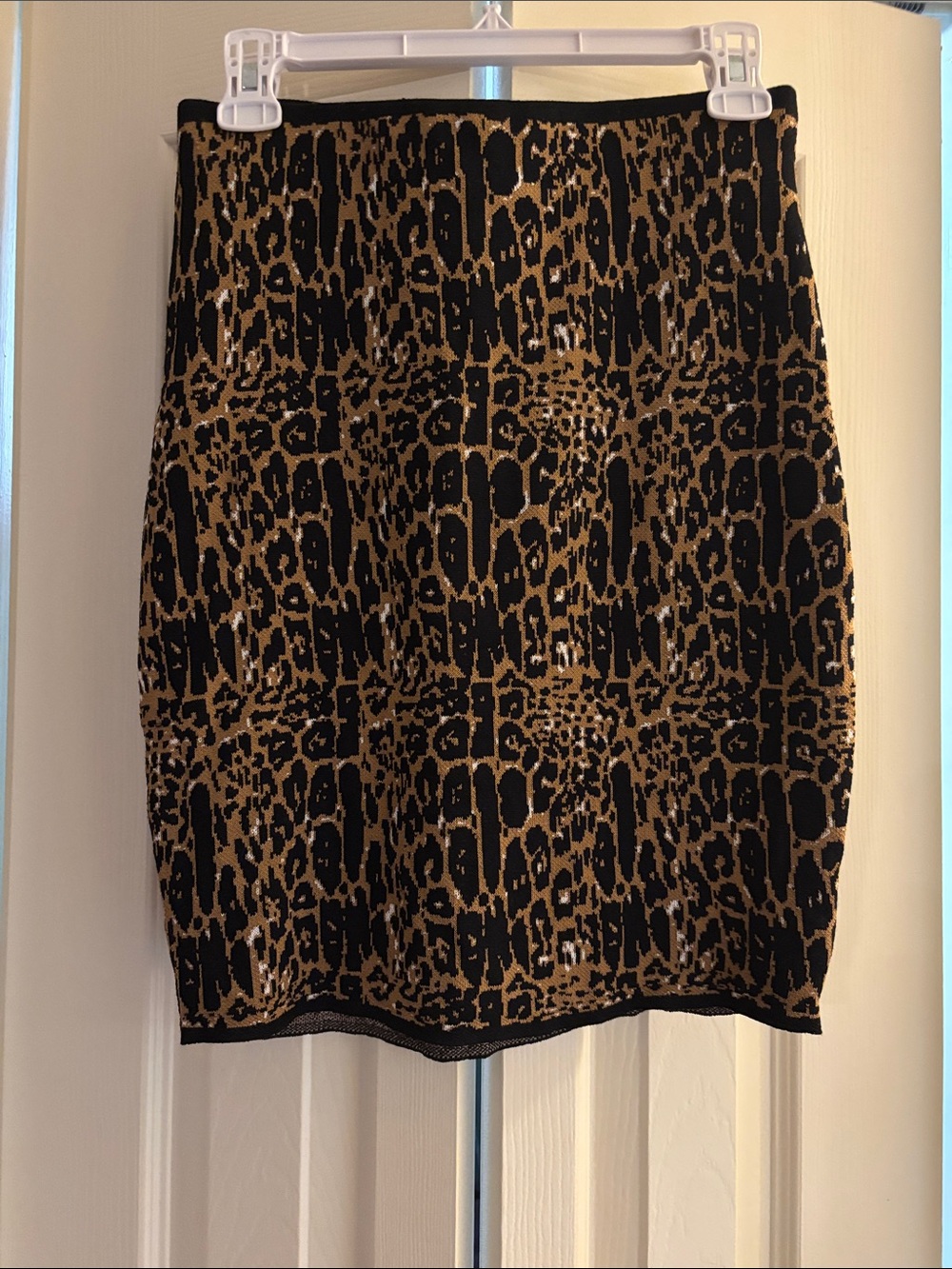 Express Leopard Print Pencil Skirt in Black and Brown